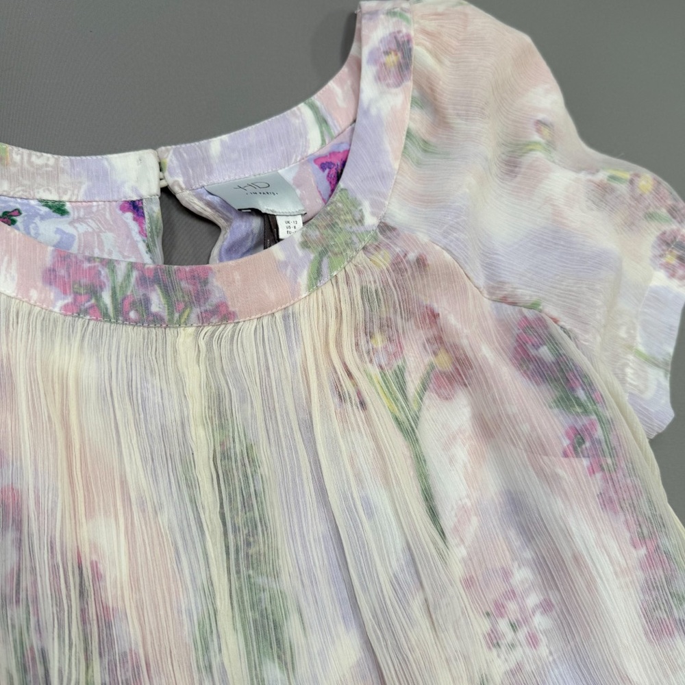 Anthropologie HD in Paris Floral Ombre Dress in Yellow, Pink, White, 8. - Picture 7 of 11